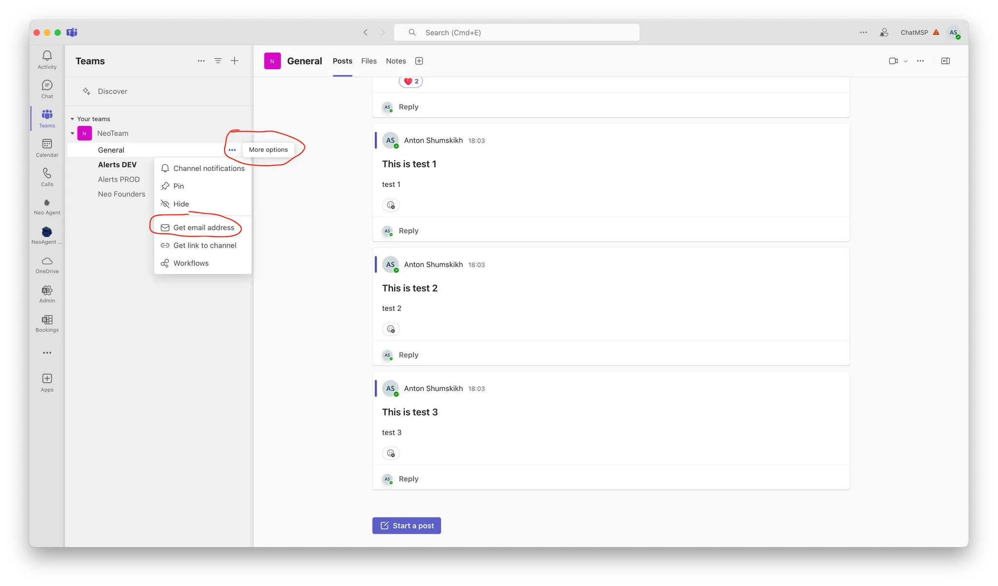 Getting channel email address