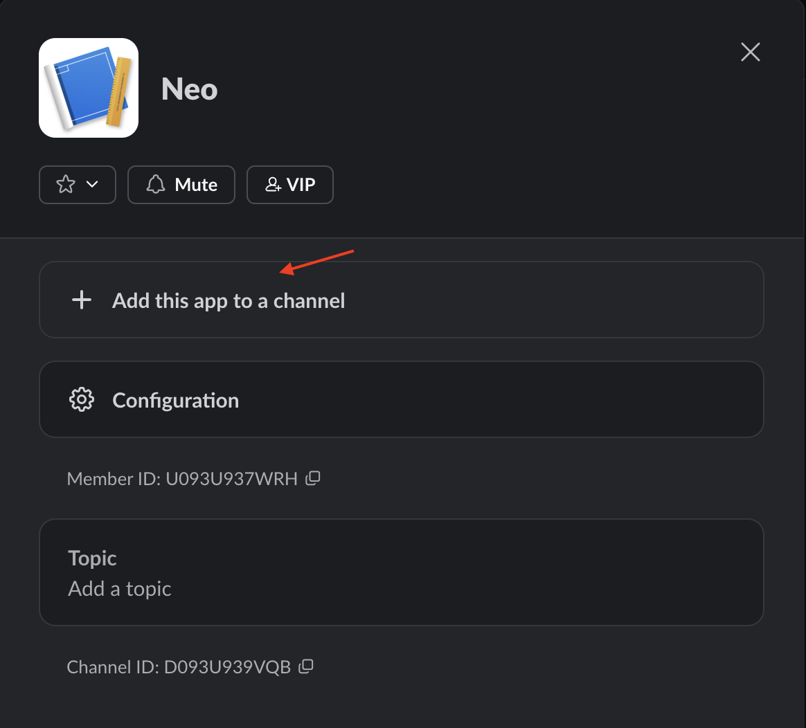Adding Neo Agent to channel