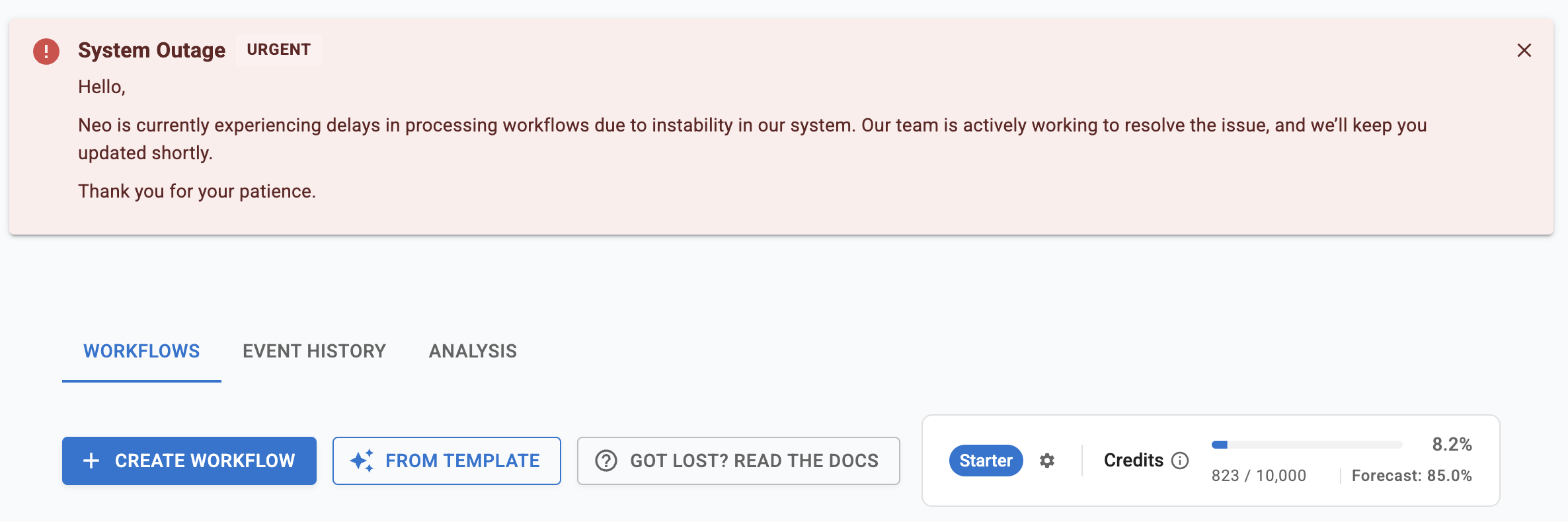 Announcements in Dashboard