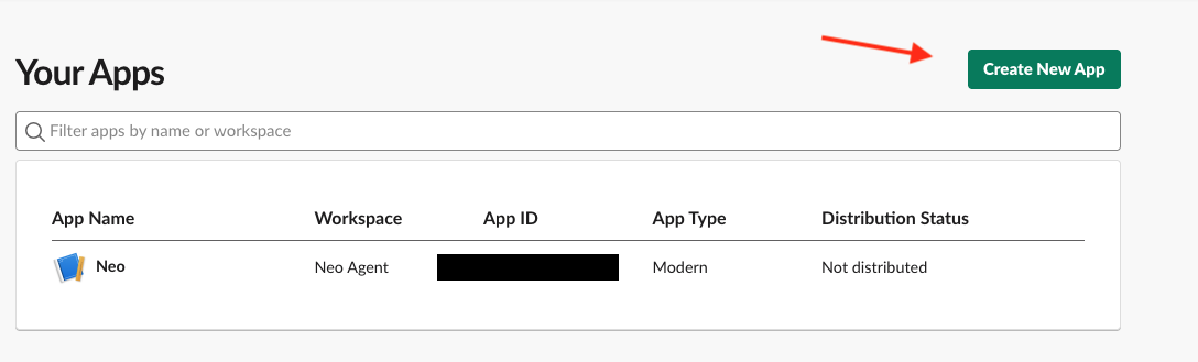 Creating a new Slack app