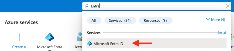 Search for Microsoft Entra ID in Azure Portal