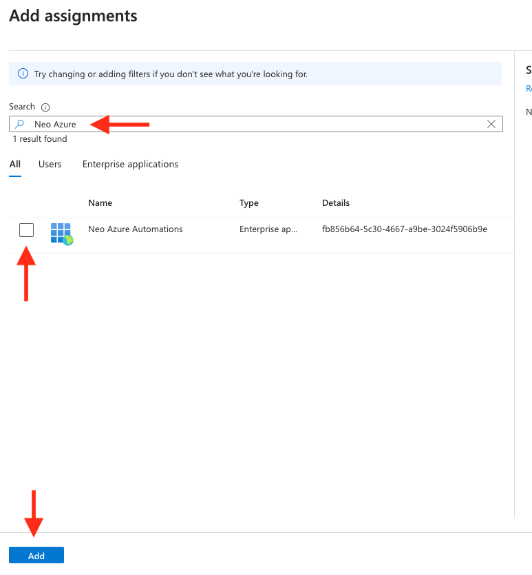 Adding Neo Automations App to role assignment
