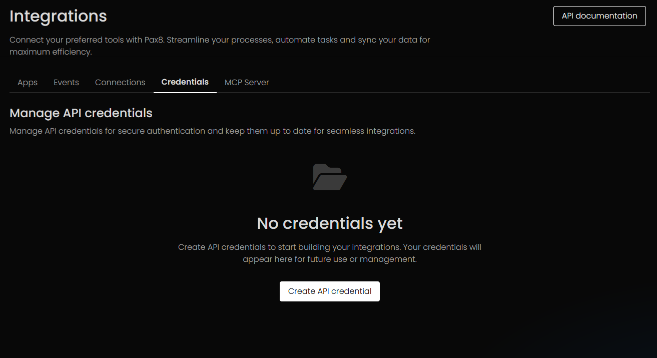 Pax8 Manage Credentials
