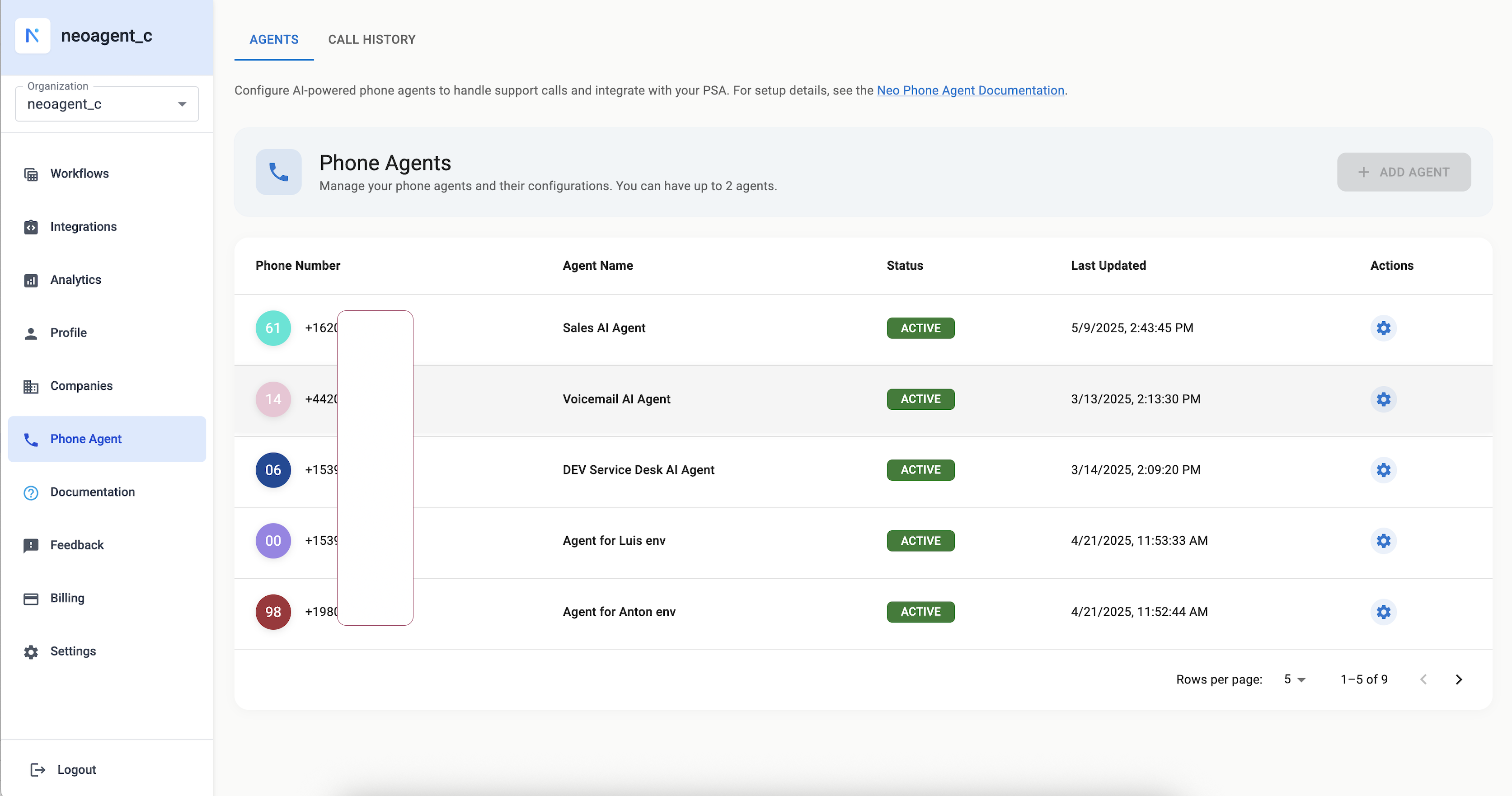 Phone Agent Table