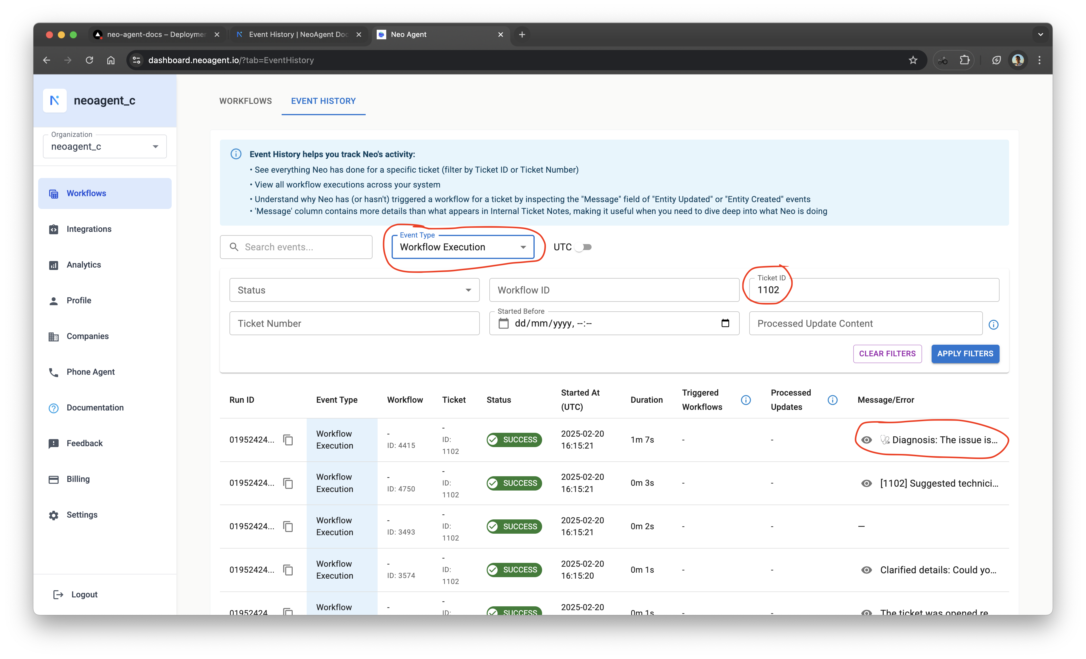 Event History Landing Page